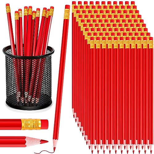 144 lápices rojos con borrador preafilados Outus miniatura 1