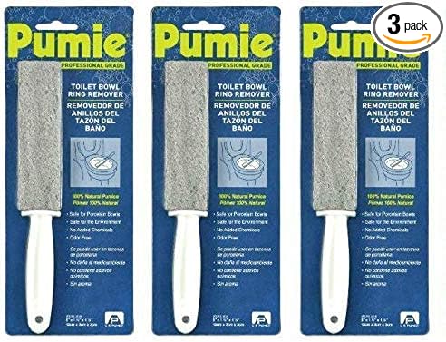 PUMIE Toilet Bowl Ring Remover, TBR-6, Pumice Stone with Handle, Removes Unsightly Toilet Rings and Stains from Toilets; Sinks; Tubs; Showers, Safe for Porcelain, Pack of 3