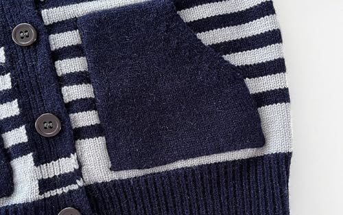 Baby Boy Girl Cardigan Knit Striped Round Neck Button Pockets Sweater4