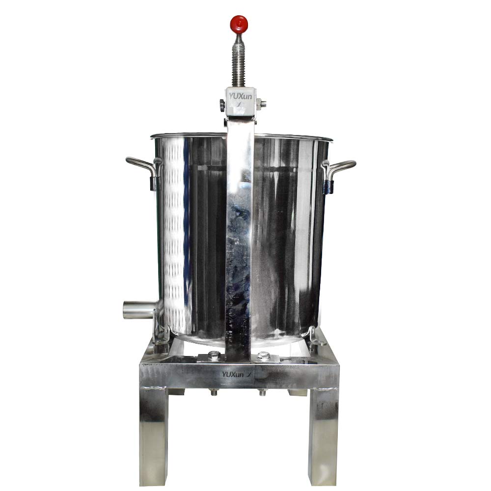 Prensador manual de miel para apicultura, sidra y vino con barril de 20 L y colador de acero inoxidable