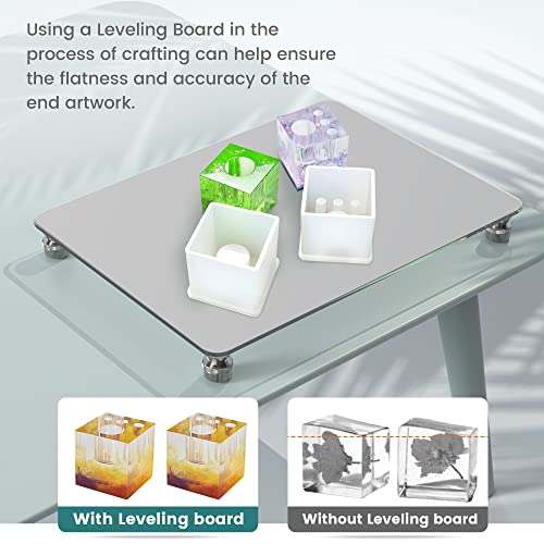 Image of Nelyrho 16''x 12'' Glass Resin Leveling Table for Epoxy Resin, with Silicone Mat, Epoxy accessories
