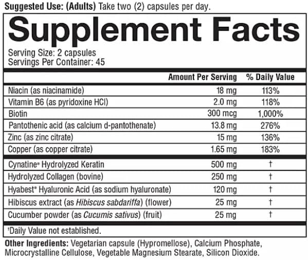 Total Beauty Hyaluronic Acid, Keratin & Biotin Capsules 90 ct.