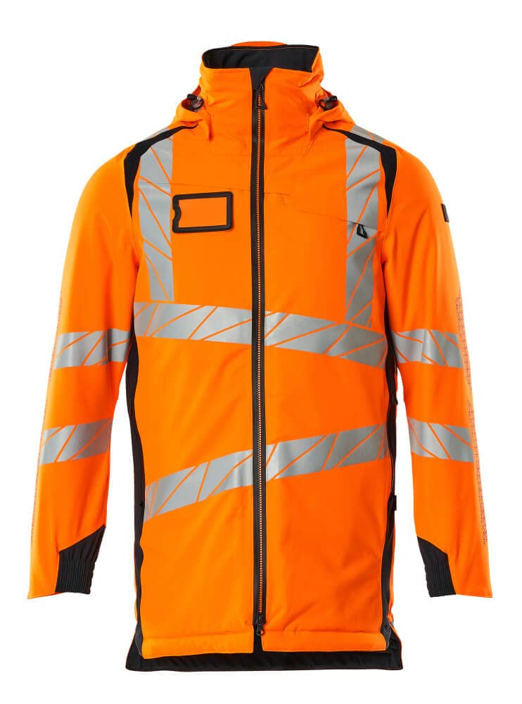 Mascot 19030-449-14010 Accelerate Safe Clipert - Parka transpirable y resistente al viento e impermeable, bicolor, alta visibilidad, naranja y negro, talla 4XL