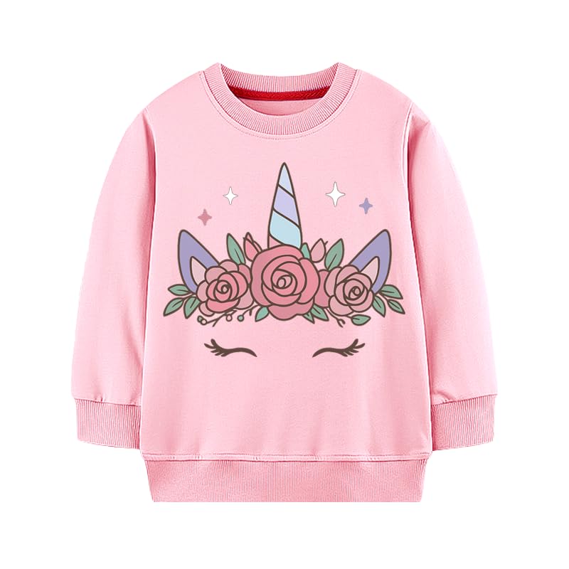 Image of Girls Cotton Crewneck Sweatshirt Size 2-10 Years Toddler Girls Kid Graphic Shirts