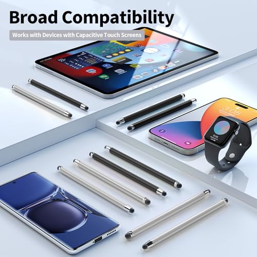 Image of 10 PCS Stylus,Stylus Pen for Touchscreen,Stylus 2-in-1 High Sensitivity & Precision Suitable for Touch Screens of iPhone /ipad /Android Tablets(10 Stylus Pen Silver /Black + 20 Tips)