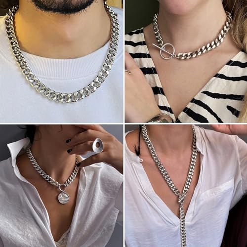 Cadikez CK024S-8.3 33 Feet Large Aluminum Curb Cuban Chains 8.5Mm Silver Plated Twisted Cable Link Chain thumb #3