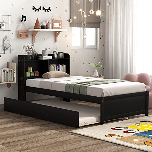 Twin-Bed-with-TrundleBookcaseEspresso Twin Bed with TrundleBookcaseEspresso