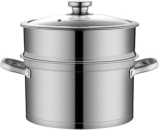 ChengBeautiful Cuiseur À Vapeur en Acier Inoxydable en Acier Inoxydable de Grande capacité Super épais Profond européen à Double Couche Steamer Double Fond (Couleur : Silver, Size : 30x25cm)