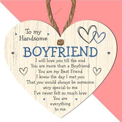To My Handsome Boyfriend Heart Plaque – Romantic Gift for Boyfriend – MDF Wooden Hanging Sign with Love Quote – Best Friend and Boyfriend Gift for Anniversary, Valentine's Day, or Just Because - Image 3