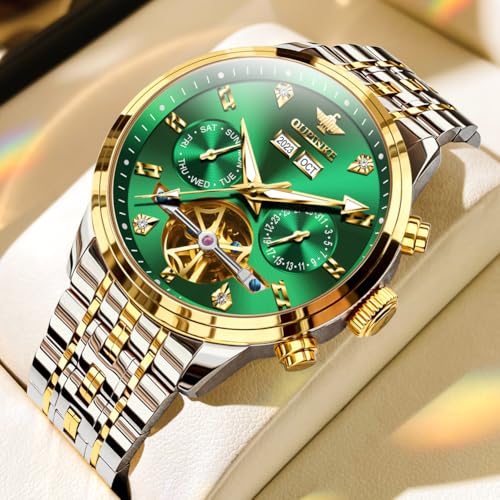 Image of OUPINKE Men Skeleton Watch Automatic Mechanical Luxury Dress Waterproof Sapphire Crystal Wrist Watches for Men