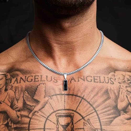 Collier pendentif carré géométrique acier inoxydable tendance mixte