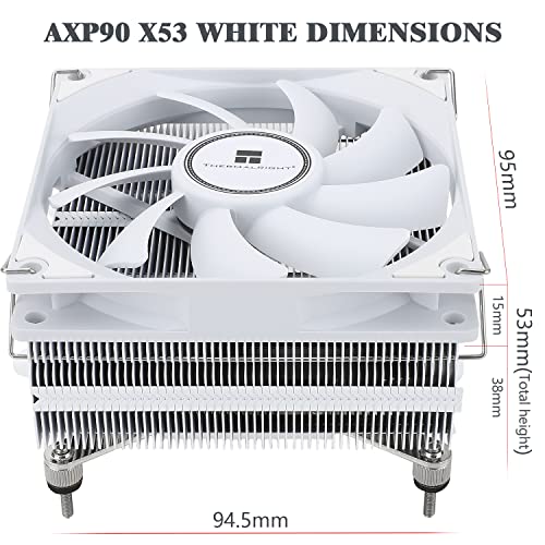 Image of Thermalright AXP90-X53 White Low Profile CPU Air Cooler, 53mm Height, TL-9015W SLIN PWM Fan, AGHP 3.0 Technology, for AMD AM4 AM5 /Intel 1150 /1151 /1155 /1156 /1200 /1700(White)