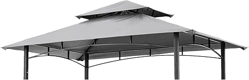 Miniatura 1 de Hugline - Toldo de repuesto para kiosco de parrilla  Hugline 5 x 8 para exteriores, cubierta de tienda de campaña de barbacoa de doble nivel, apta