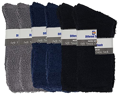 Image of Different Touch 6 Pairs Men's Women Soft Winter Cozy Fuzzy Slipper Socks, Soft Hospital Lounge Crew Socks