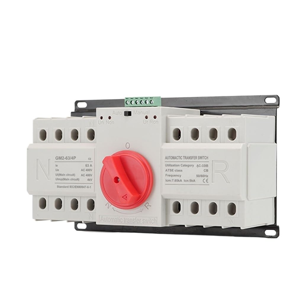 Diferencial Auto Rearmable Interruptor de transferencia automático de doble potencia ATS 2P/3P/4P 63A CA 230 V 50/60 Hz Disyuntores de conmutación automática/manual Diferencial Auto Rearmable(4,220V 8