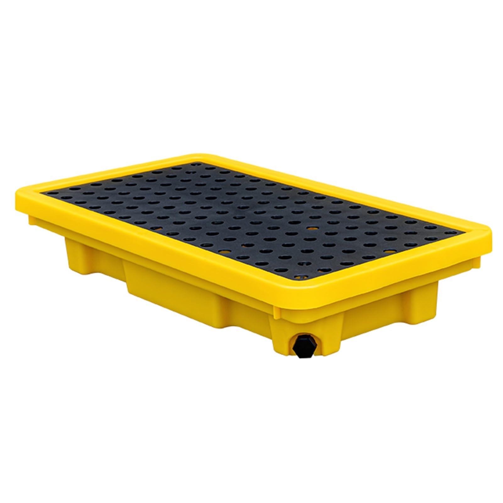 GYEQXKT Modular Oil Spill Containment Tray, Leakproof Polyethylene Spill Platform with Flat Grating, Yellow & Black Spill Pallets for Warehouses & Factories