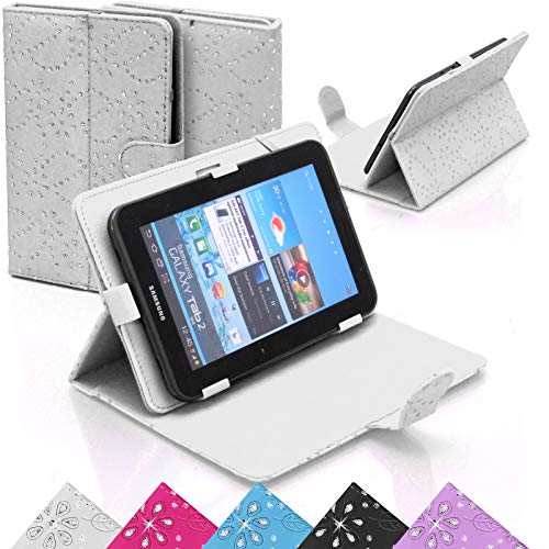 Spark - Funda universal de piel sintética con función atril para todos los Samsung, Apple iPad Android Tablet PC/iPad Netbook/Galaxy Tab, Lenovo eBook Reader Carrier Case de 7 pulgadas, color blanco