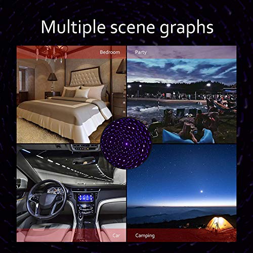 USB Star Night Light, Romantic Car Ceiling Interior Roof Lights, Aevdor Adjustable USB Night Light Projectionfor Bedroom, Car, Party, Ceiling, Plug and Play (Violet Blue)