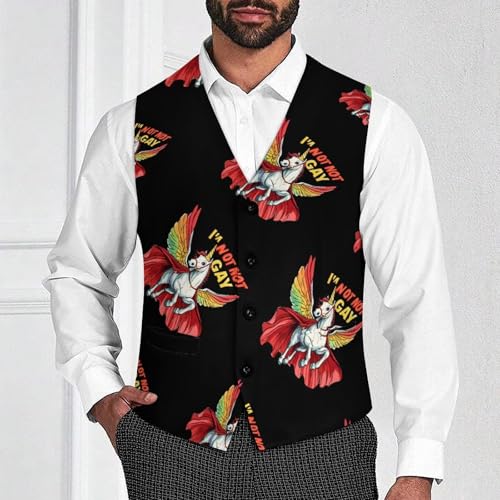 LGBT Unicorn Rainbow Gay Mens Slim Fit Suit Vest Dress Waistcoat Casual Business Vest2