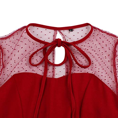 Image of Women's Vintage Polka Dot 1950s Audrey Retro Rockabilly Prom Dress 50's 60's A-Line Cocktail Party Swing Dress