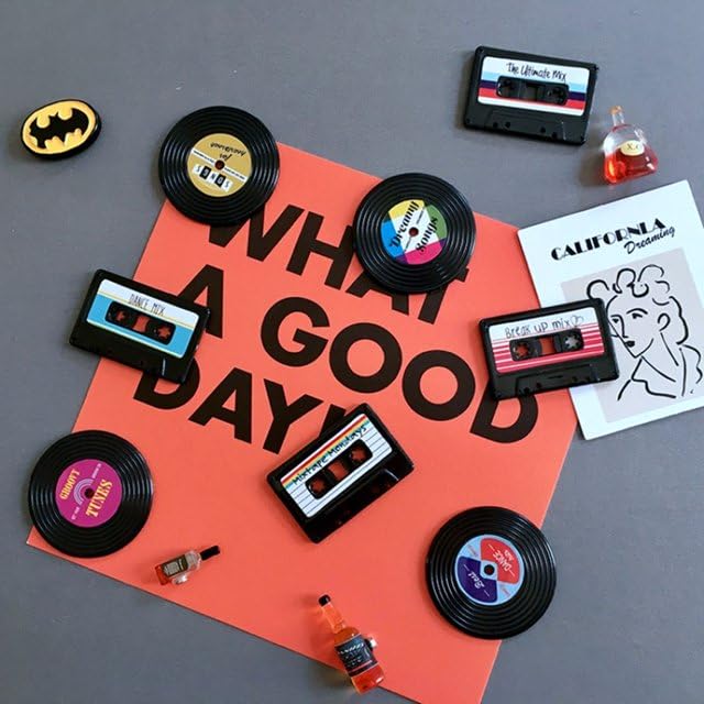 4 imanes decorativos de vinilo con diseño de disco musical miniatura 6