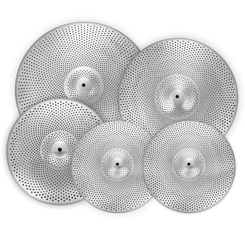 Low Volume Cymbal Pack Silver Mute Cymbal 14'/16'/18'/20' 5 Pieces Drum Cymbal Set