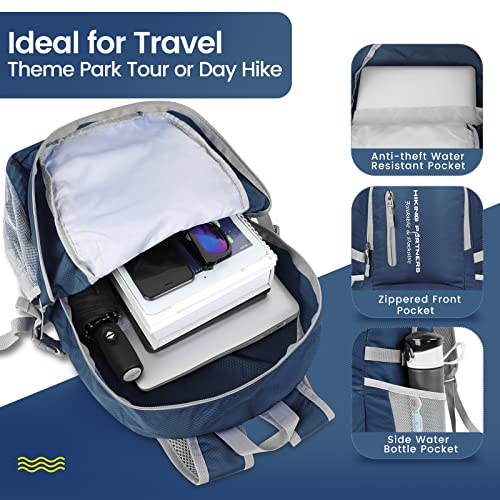 Image of ZOMAKE Lightweight Packable Backpack, 35L Foldable Daypack (Navy Blue) | Light Hiking Backpacks Water Resistant Collapsible Day Pack for Travel, Everyday Carry, Multi-Pocket Layout, Heavy Duty Nylon