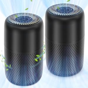 2 Pack Vhoiu Air Purifiers for Home Bedroom up to 600ft², Quiet Air Purifier With Night Light, Whole House Has Fresh Air, H13 True HEPA Air Cleaner For Office, Dorm, Apartment, Kitchen (KJ50 Black)