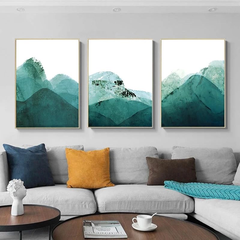 Arte de pared de montañas verdes para transformar paredes vacías con un lienzo abstracto grande
