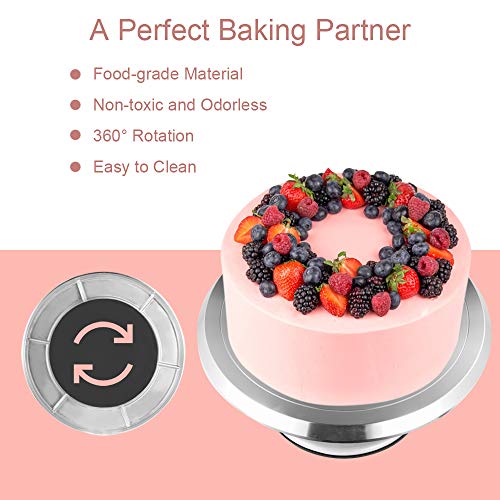 Cake Stand, Aluminum Cake Revolving Turnable 12'' Stand Cake Decoration With Icing Spatula And Comb Icing Smoother, Baking Cake Decoration Supplies #TOP5