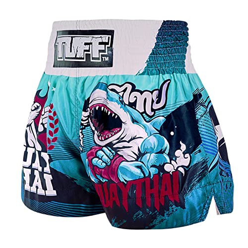 Foto von Tuff Sport Muay Thai-Shorts, Box-Shorts, traditionelle Stile, MMA, Workout, Kickboxen, Tuf-ms673-blu, Groß