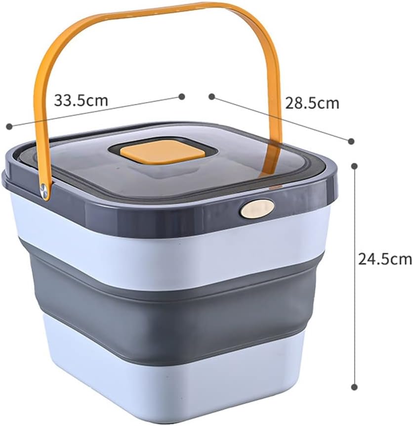 10kg Dog Cat Food Storage Container Foldable Pet Food Bucket for Pet Rice Dry Food Bucket Tank Sealing Box (Gray 33.5 * 28.5 * 24.5cm) (Yellow 33.5 * 28.5 * 24.5cm)