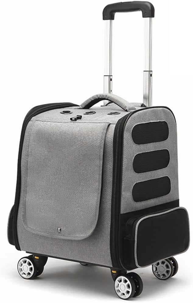 車輪付きペットトラベルキャリアバッグ、猫/犬のバックパックキャリア ペットトラベルバックパック折りたたみ式ペットトラベルトロリードッ