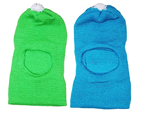 Image of Okara Kids Comfort Colourful Winter Woollen Monkey Cap Pack of 2 (Red,Pink, 1-2 Years)