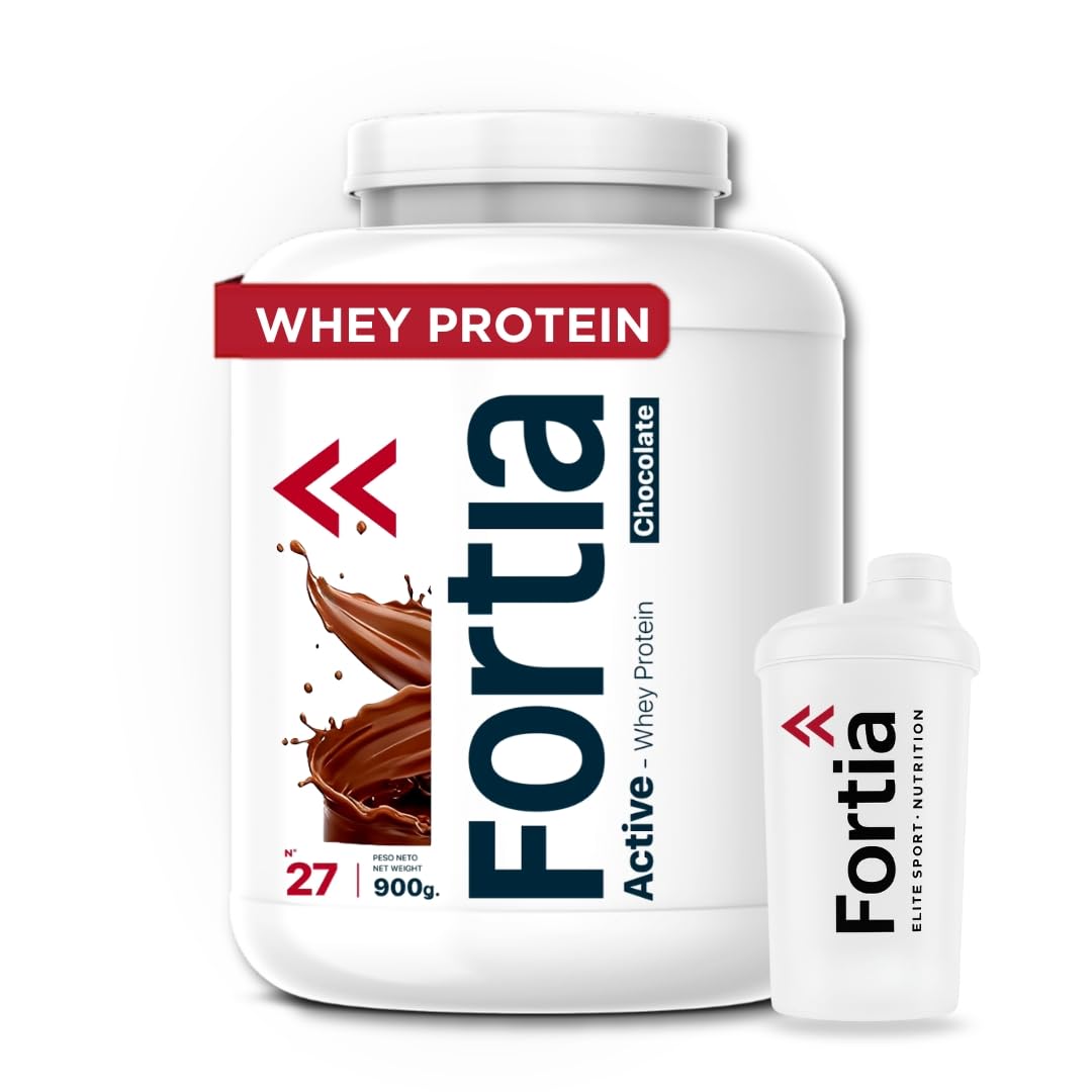 FORTIA Proteinas Whey 30 g por Batido | Proteína en Polvo Premium de Suero de Leche Sabor Chocolate 900g | Whey Protein para Masa y Recuperación Muscular | Bajo en Grasa y Fácil Digestión