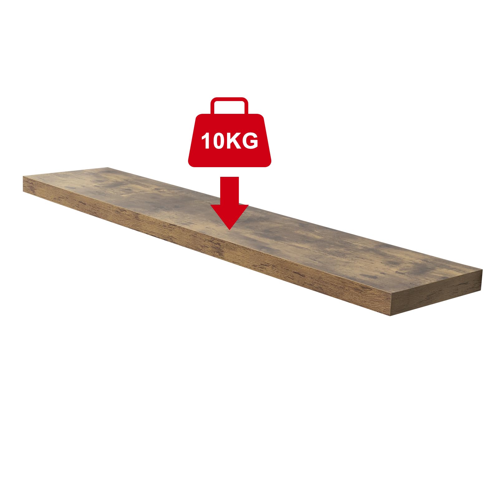 WOLTU RG9316grei-4 Wandplank, boekenplank, planken, voor decoratieve wandplanken van MDF-hout, set van 4 hangplanken, grijs eiken, 110 x 23 x 3,8 cm