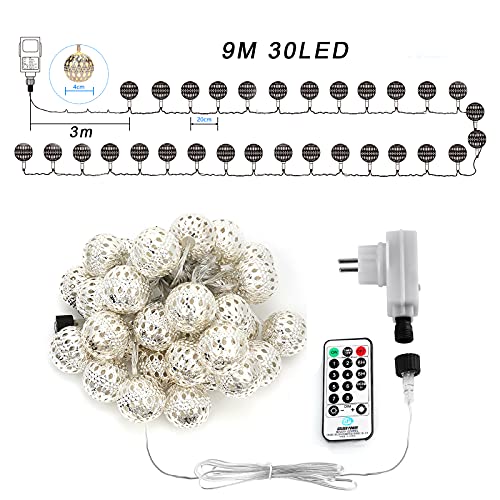 NEXVIN 30er LED Marokkanische Lichterkette Warmweiß, 9M Lichterkette Außen Innen Strombetrieben mit Fernbedienung… – Bild 7