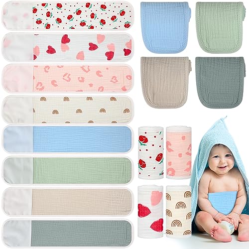 Image of Vabean 8 Pcs Umbilical Cord Cover for Newborn Belly Button Binder for Baby Umbilical Hernia Belt Belly Band Comfort Adjustable Cotton for Newborn Protection Baby Gifts for 0 To12 Months(Cute)