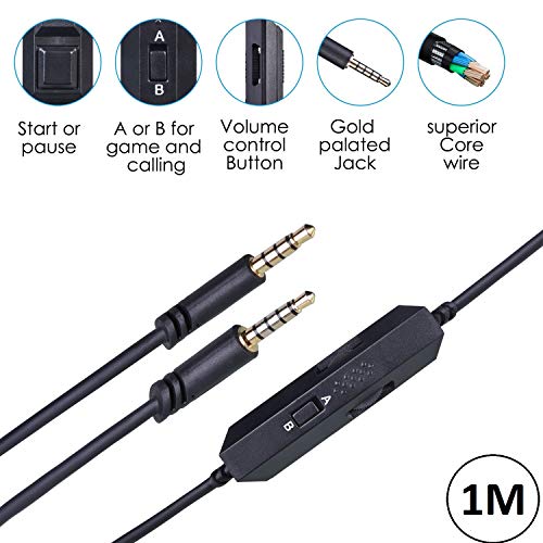 A40 A10 Replacement Cable Inline Mute Volume Control with Microphone for Astro A10/A40/A30/A50