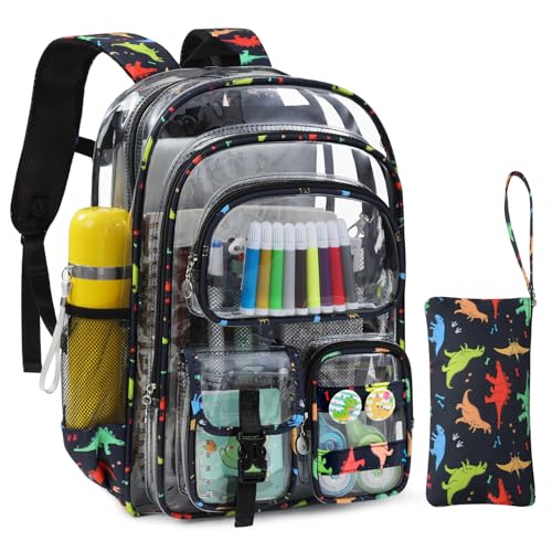 Image of Clear Backpack Heavy Duty, Clear Bookbag with Pencil Case, Large See Through Backpack Plastic Transparent Backpacks for Primary College Work Travel