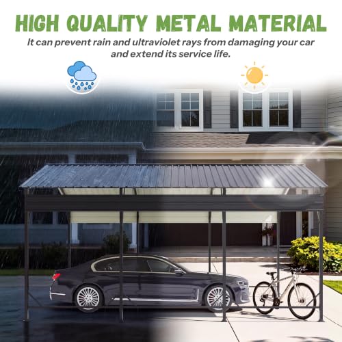 Image of Greesum 10x15FT Heavy Duty Metal Carport with Side Support Rods