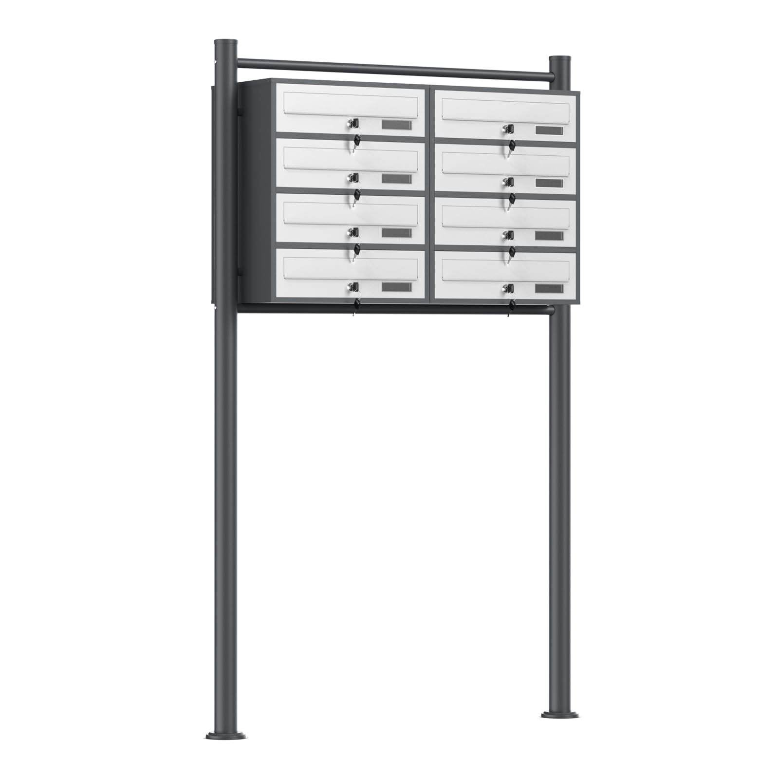 Multiple Outdoor Letterbox Multi-slot Postbox 2x4 Galvanised Steel Mailboxes in Anthracite and White