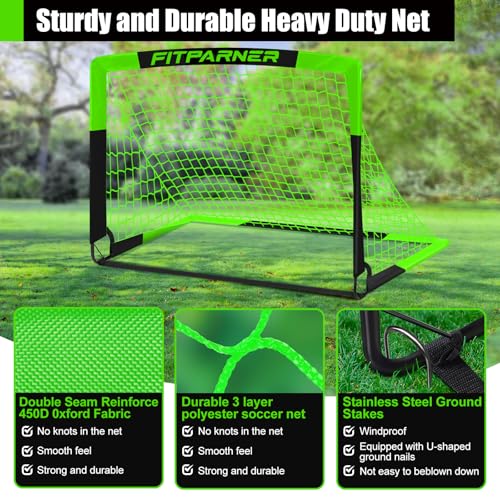 Image of Kids Soccer Goals for Backyard Set - 2 Pack of Portable Pop Up Soccer Nets with Ball,Cones,Complete Training Equipment Kit for Toddler,Youth,Kids Age 3-14,Outdoor Sports Game