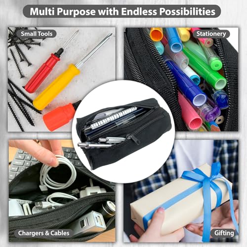 Fashion Stationery Pencil Case Black Large Capacity Pencil Pouch for Organisation Aesthetic Bag with Zipper Pen Case Organizer for Adults and Men