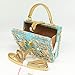 Boutique De FGG Small Acrylic Shoulder Bag for Women,Designer Flower Crossbody Totes Bag,Rhinestones Evening Box Handbags,Blue