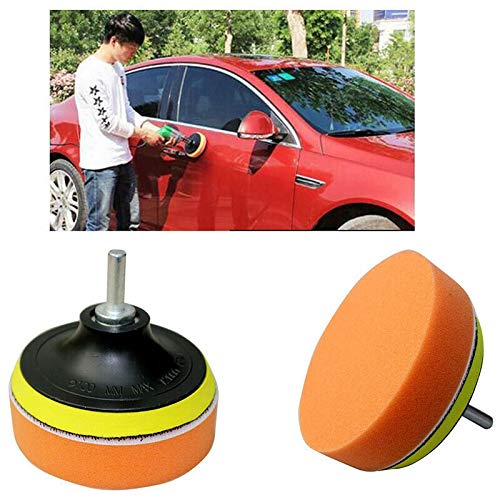 ELECTROPRIME 5Ã— 4''Car Polish Polishing Pads Sponge Wool Buffing Waxing Pad Kit Drill Adapter