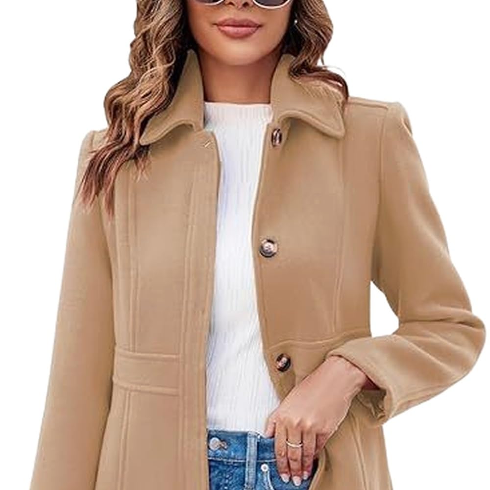 Cappotto classico invernale da donna casual monopetto alla moda mezza lunghezza manica lunga autunno ufficio pisello cappotto con