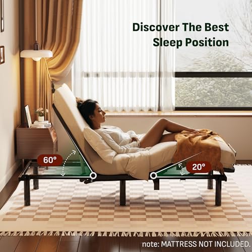 Image of Softa Twin XL Adjustable Bed Frame with 6 inch Mattress, Electric Bed Base w /Oxford Fabric Bedspread, Remote Control, Whisper Quiet, Durable Motor, Mattress Holder, Gel Memory Foam, Viscose from Bamboo