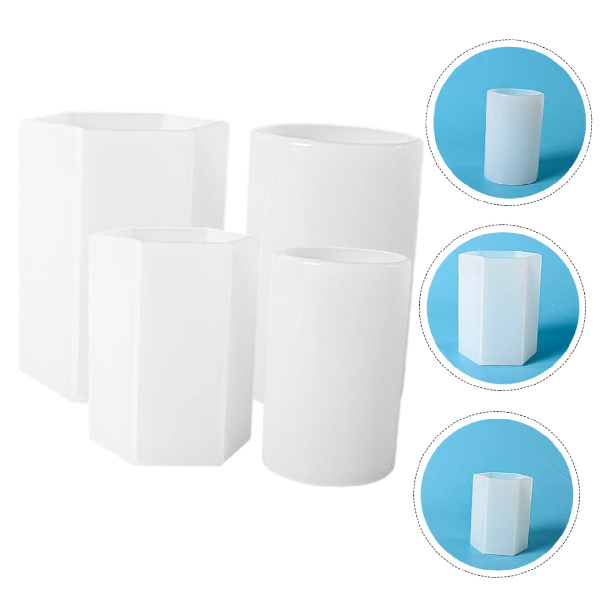4 Piezas Molde Hexagonal de Silicona, Reutilizable para Velas Diy