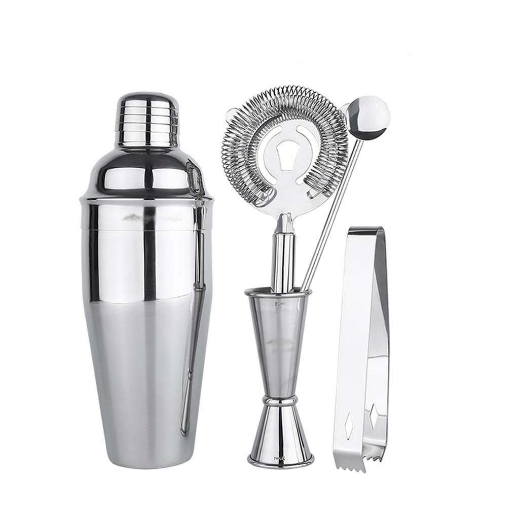 Premium 5 Piezas de Camarero Kit: Cocktail 24 oz Shaker, Jigger, Cuchara, Pinza de Hielo, Strainer de Hielo, Barware Set de Bar